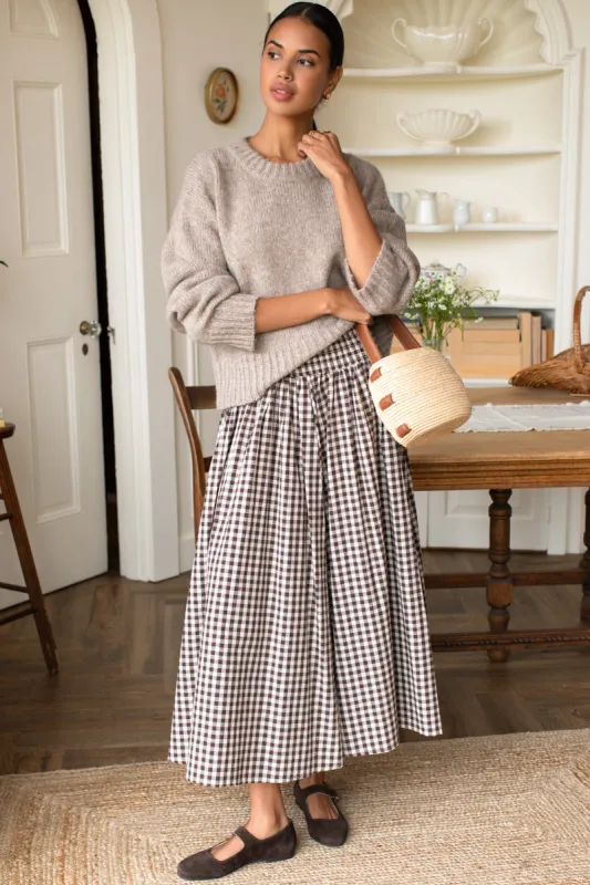Smocked Maxi Skirt - Cocoa Gingham made by Emerson Fry