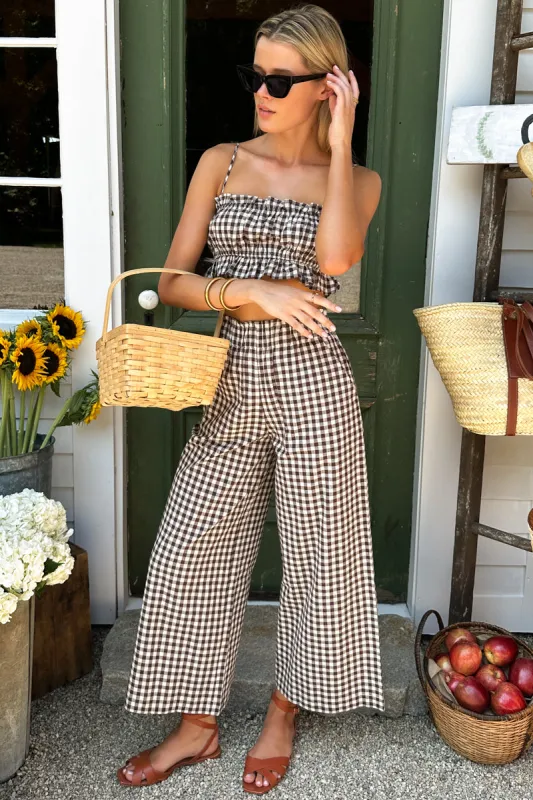 Pull On Pocket Pant - Cocoa Gingham made by Emerson Fry