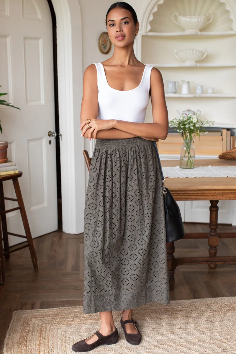 Wide Hem Skirt - Olive Grove Eyelet sold by Emerson Fry product image thumbnail 2