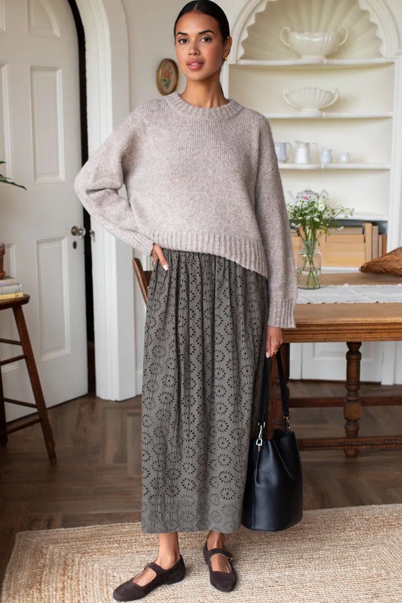 Wide Hem Skirt - Olive Grove Eyelet sold by Emerson Fry product image thumbnail 4