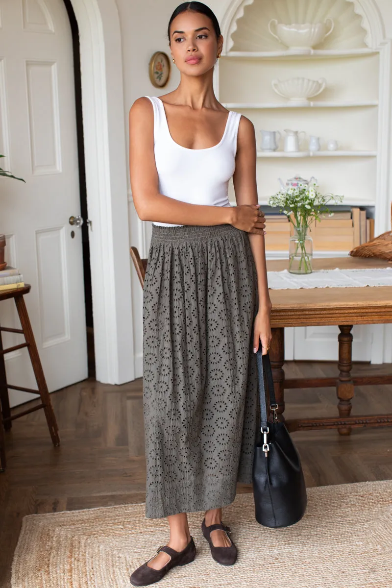 Wide Hem Skirt - Olive Grove Eyelet sold by Emerson Fry product image thumbnail 3