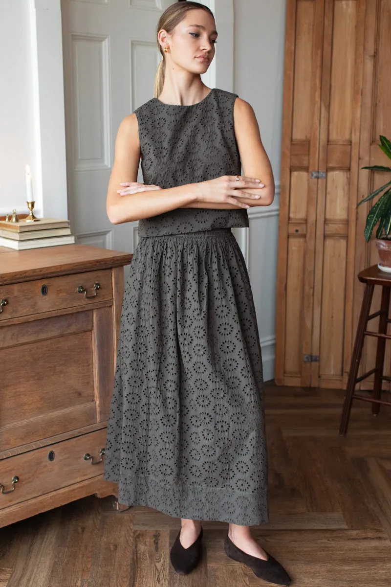 Wide Hem Skirt - Olive Grove Eyelet sold by Emerson Fry product image thumbnail 5