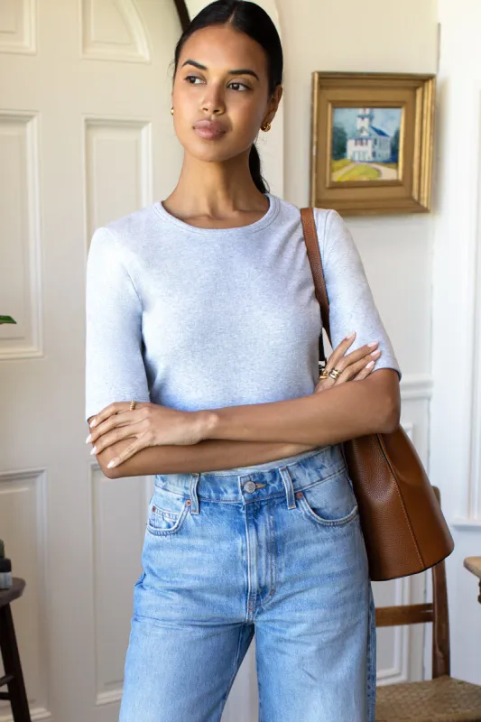 Organic Structured Tee - Grey Mix Rib Organic made by Emerson Fry