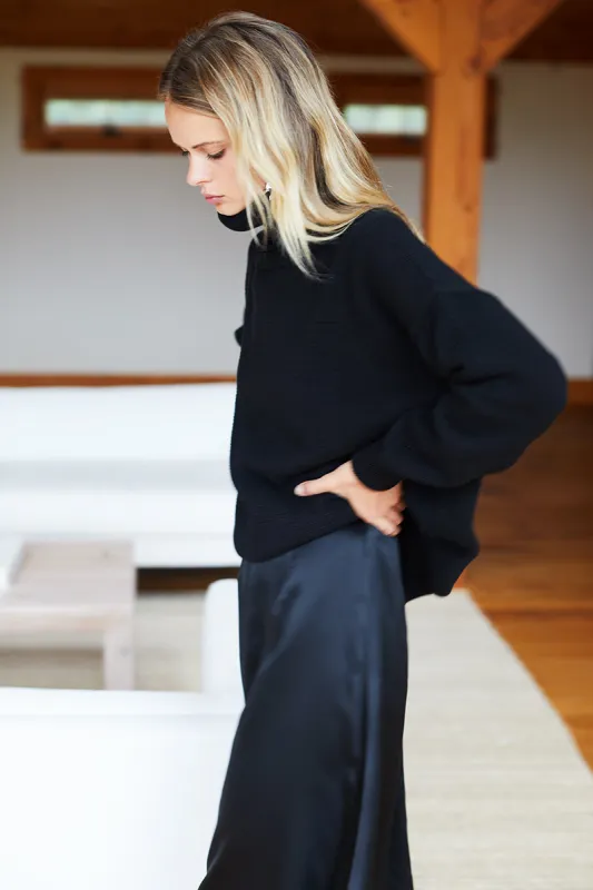 Midi Skirt 2 - Black Silk sold by Emerson Fry