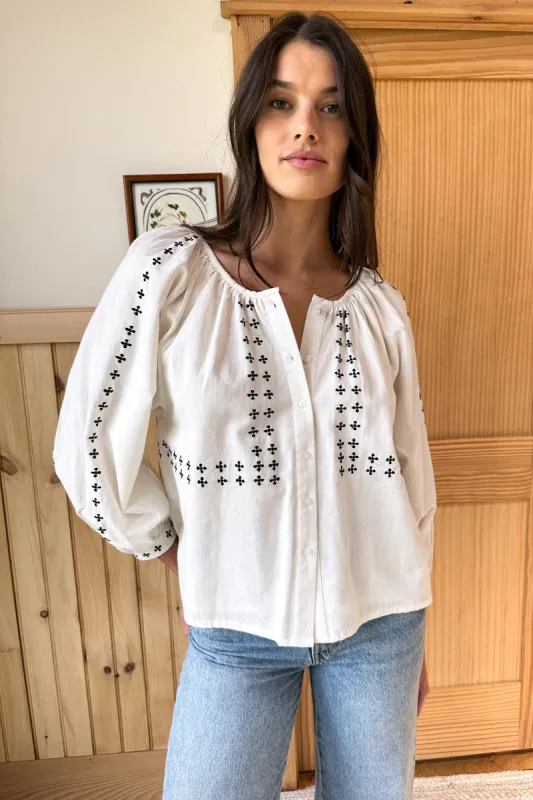Frances Embroidery Blouse - Salt Organic sold by Emerson Fry