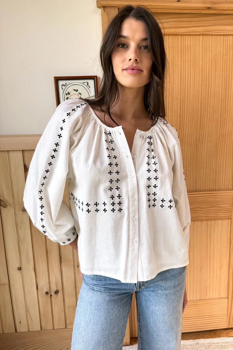 Frances Embroidery Blouse - Salt Organic sold by Emerson Fry