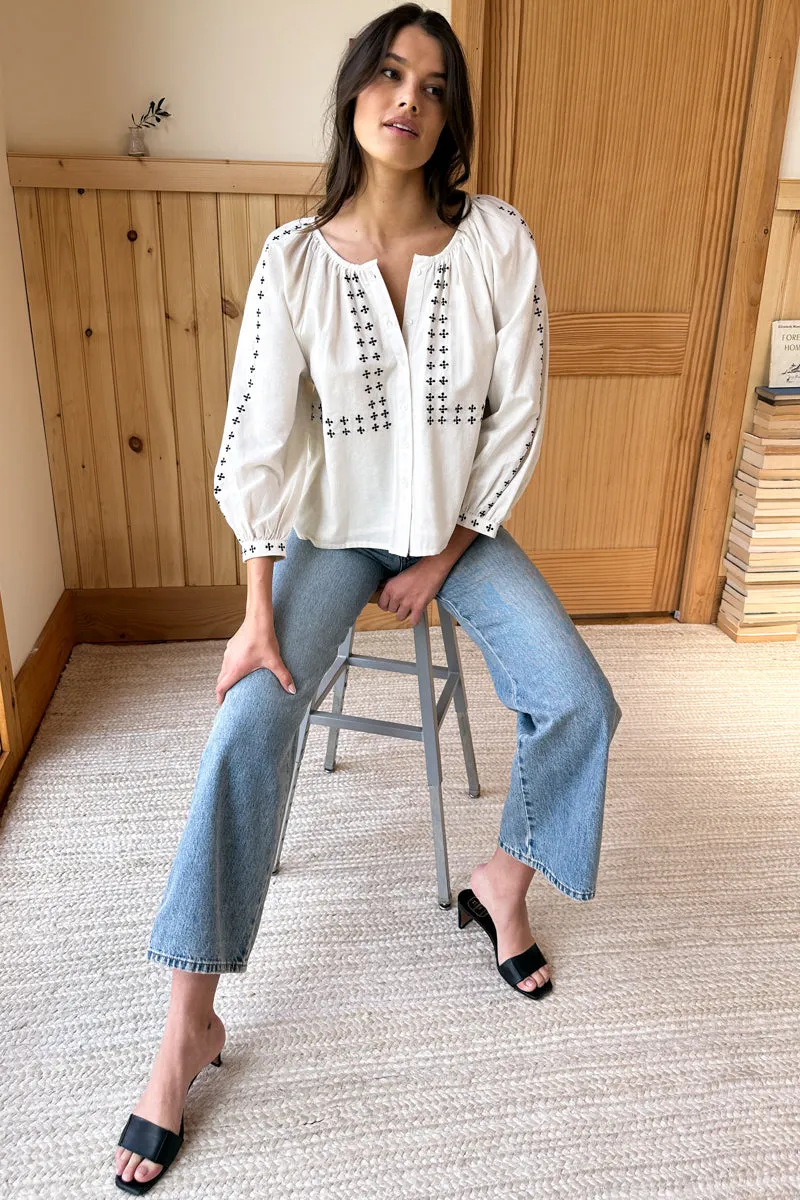 Frances Embroidery Blouse - Salt Organic sold by Emerson Fry product image thumbnail 3