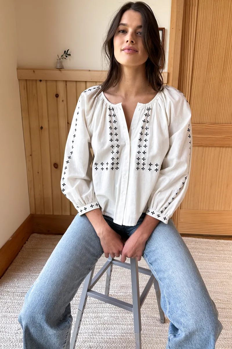 Frances Embroidery Blouse - Salt Organic sold by Emerson Fry product image thumbnail 2