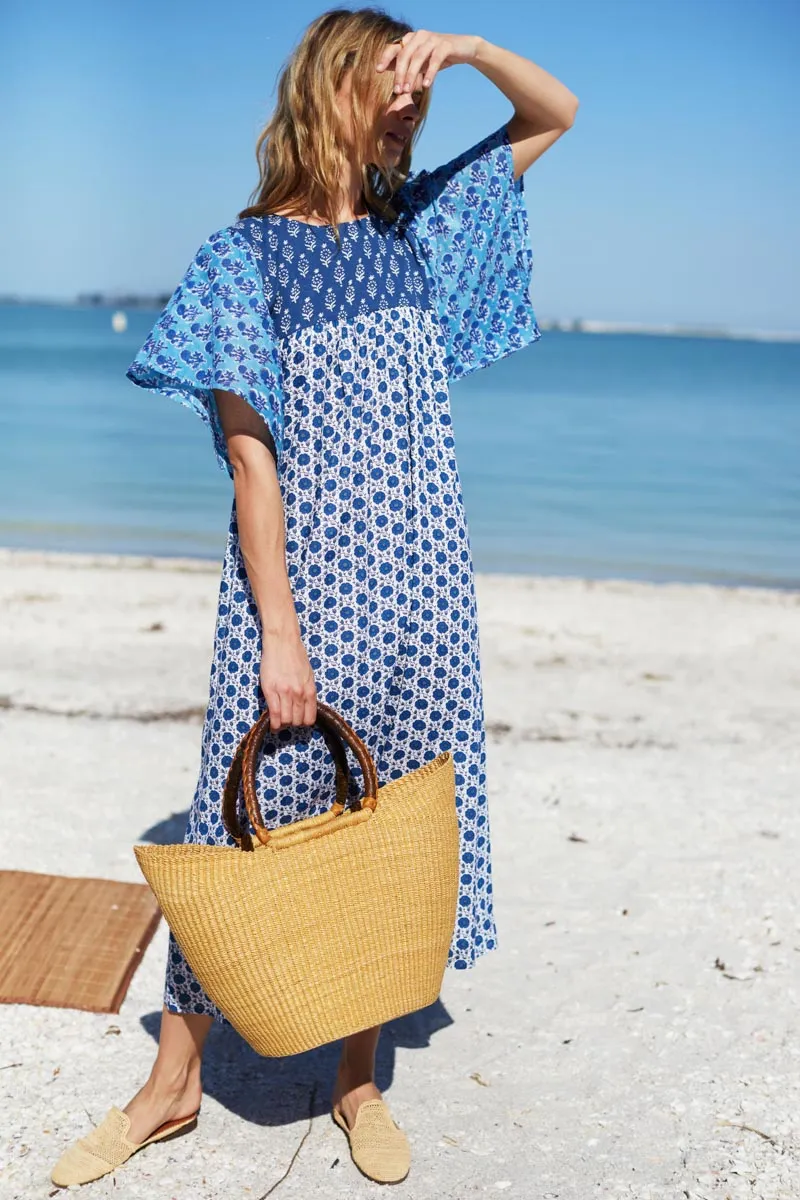 Basalie Midi Dress - Patchwork Blues Organic sold by Emerson Fry