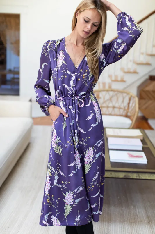 Roses Dress - Lavender Floral Silk made by Emerson Fry