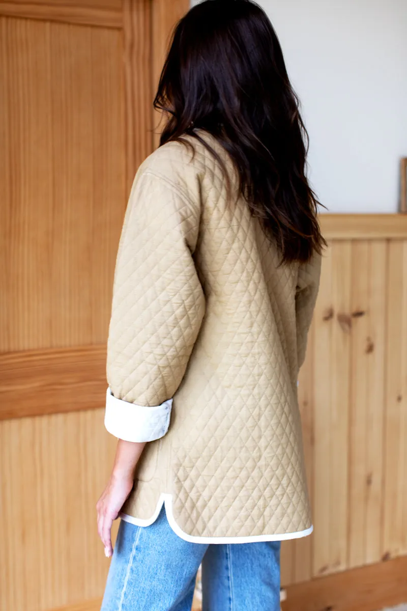 India Quilted Coat - Camel Organic sold by Emerson Fry product image thumbnail 3