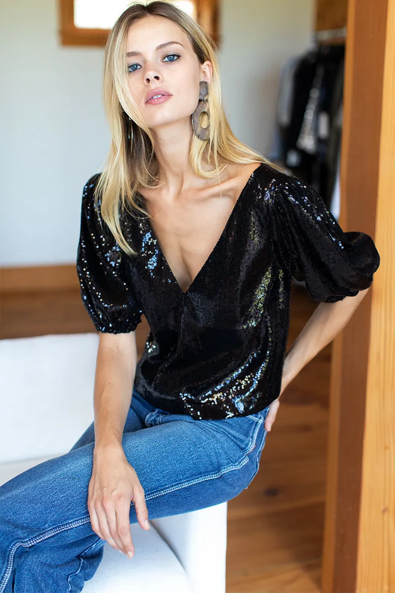 Balloon Mod Top - Black Sequin sold by Emerson Fry product image thumbnail 5