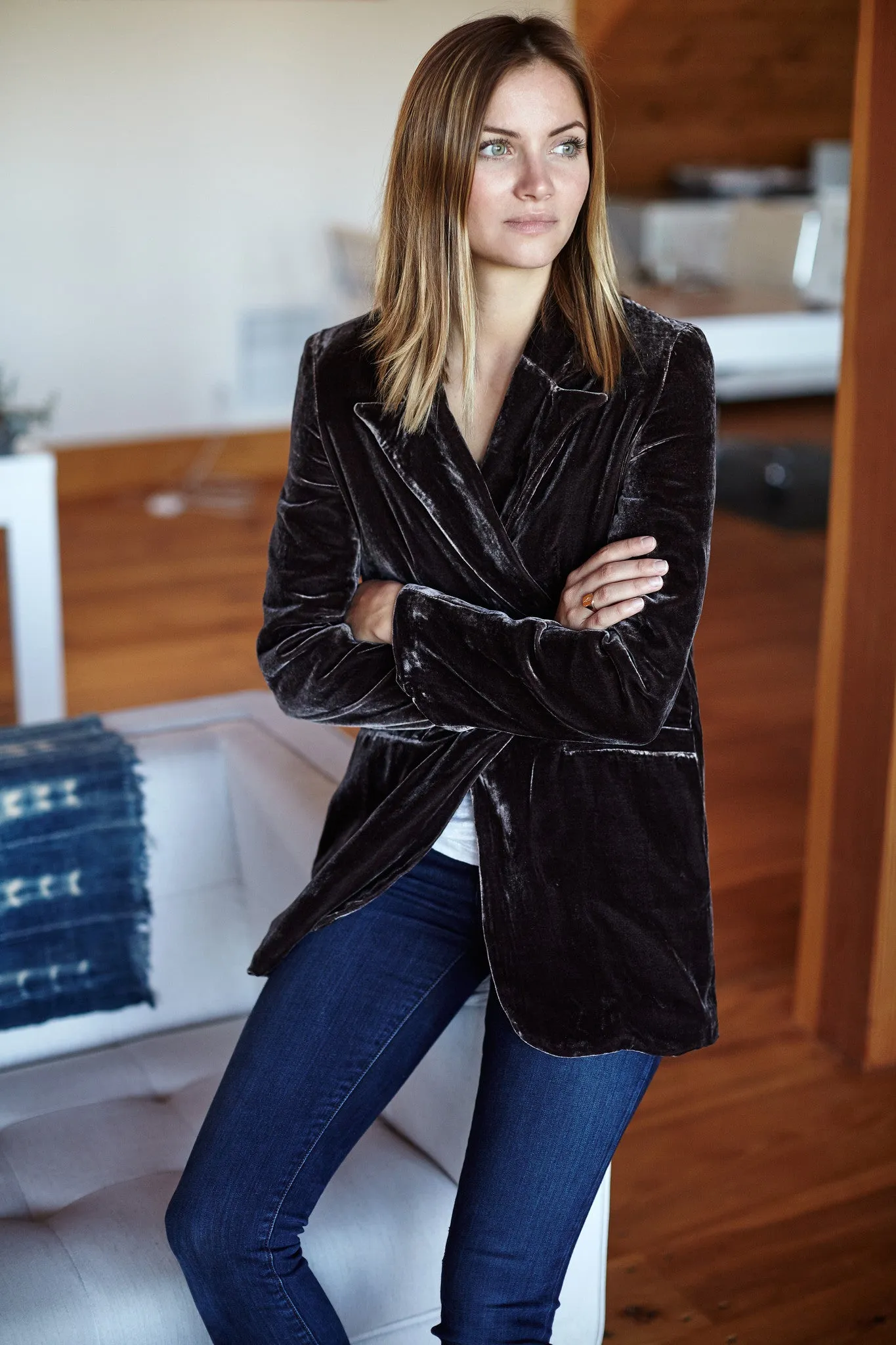 Velvet Tux Jacket - Muted Aubergine sold by Emerson Fry product image thumbnail 2