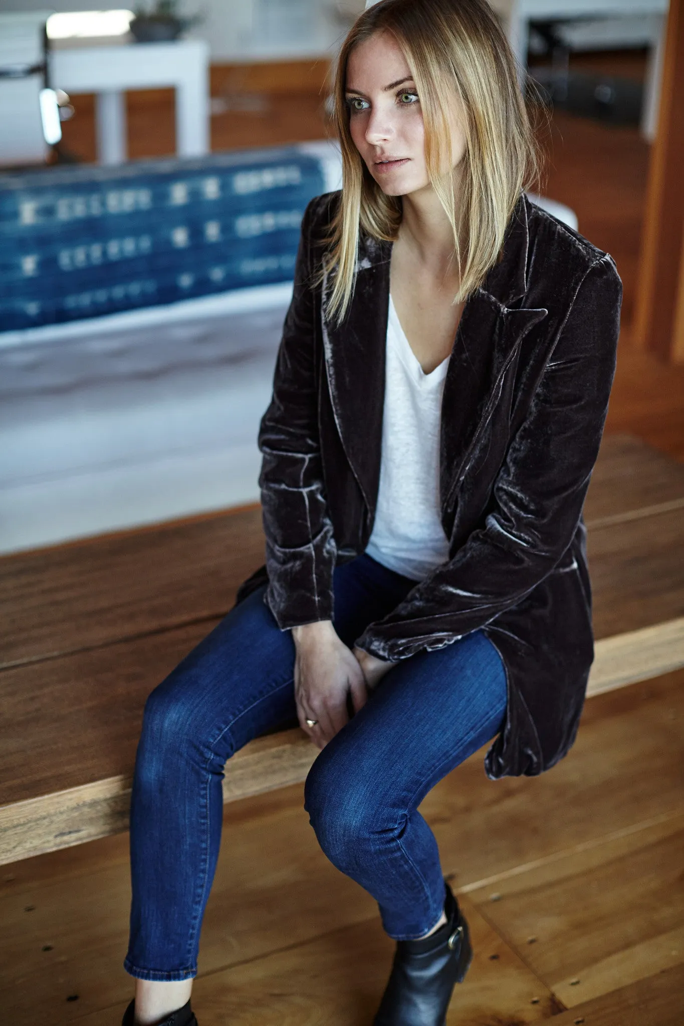 Velvet Tux Jacket - Muted Aubergine sold by Emerson Fry product image thumbnail 5