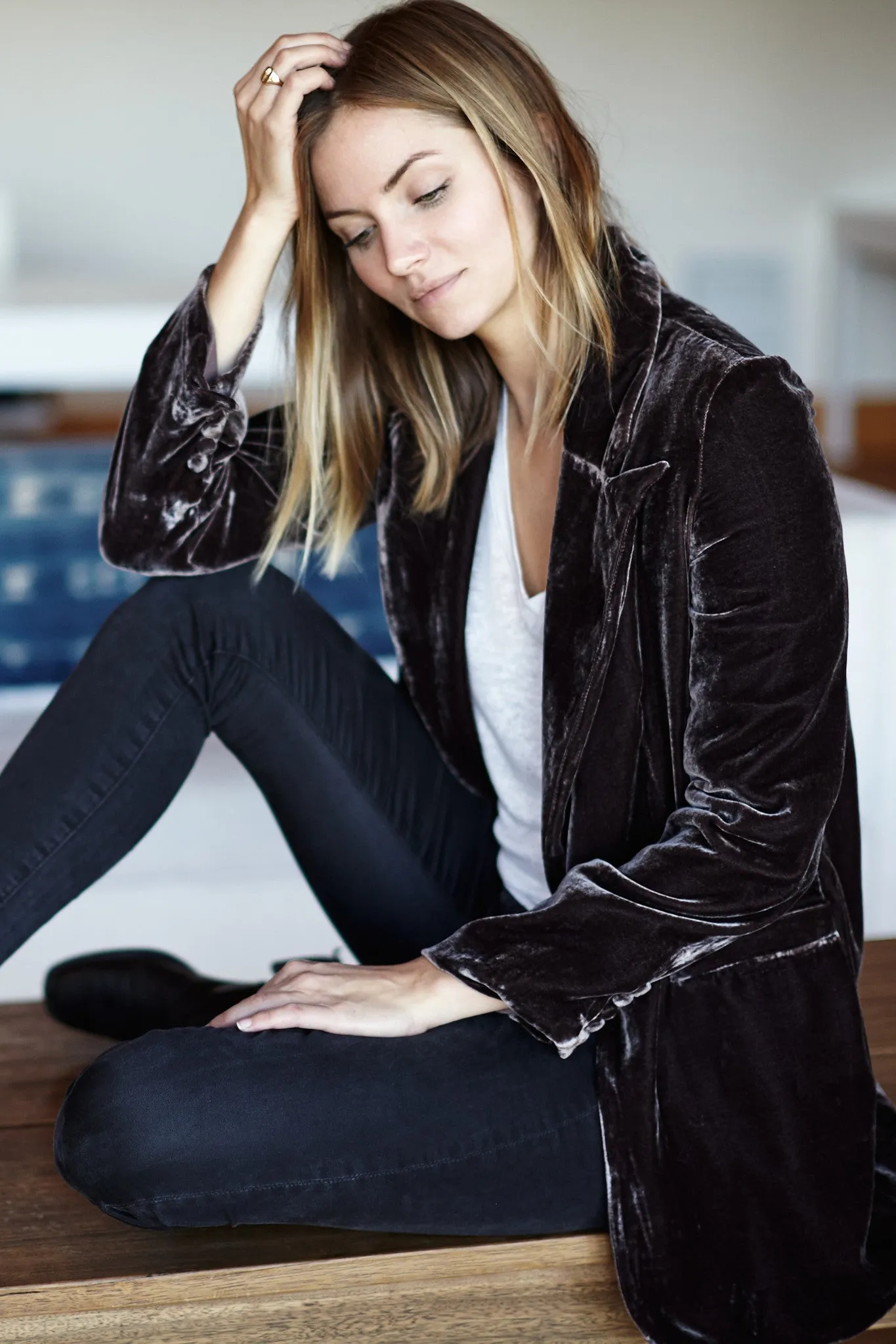 Velvet Tux Jacket - Muted Aubergine sold by Emerson Fry