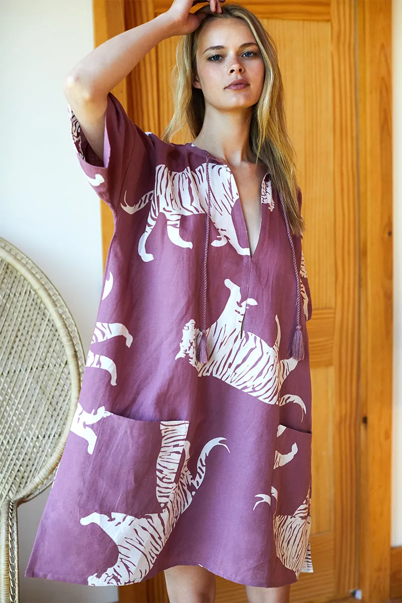Organic Linen Caftan - Purple Tiger sold by Emerson Fry product image thumbnail 4