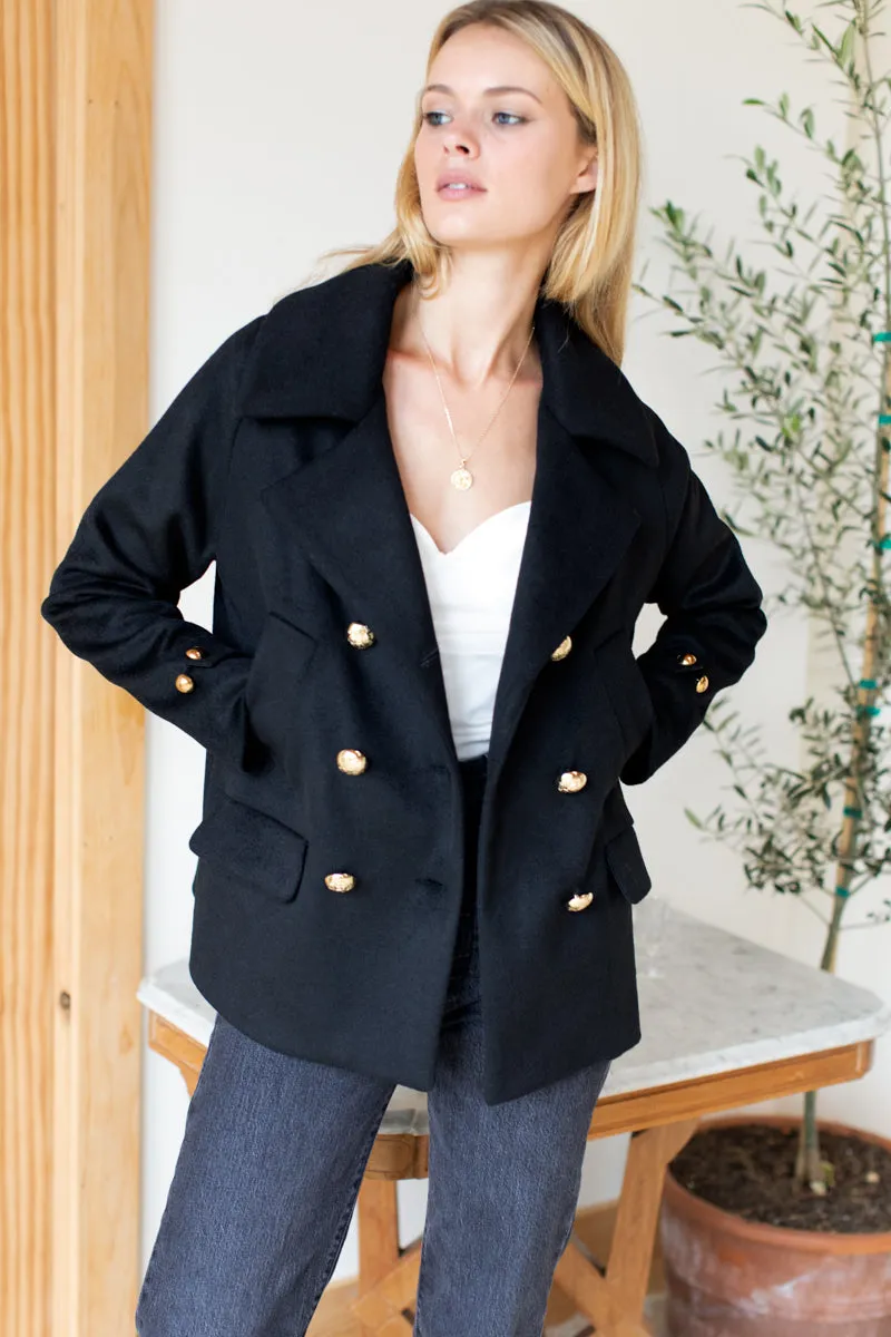 David Coat - Black Wool Cashmere sold by Emerson Fry product image thumbnail 2