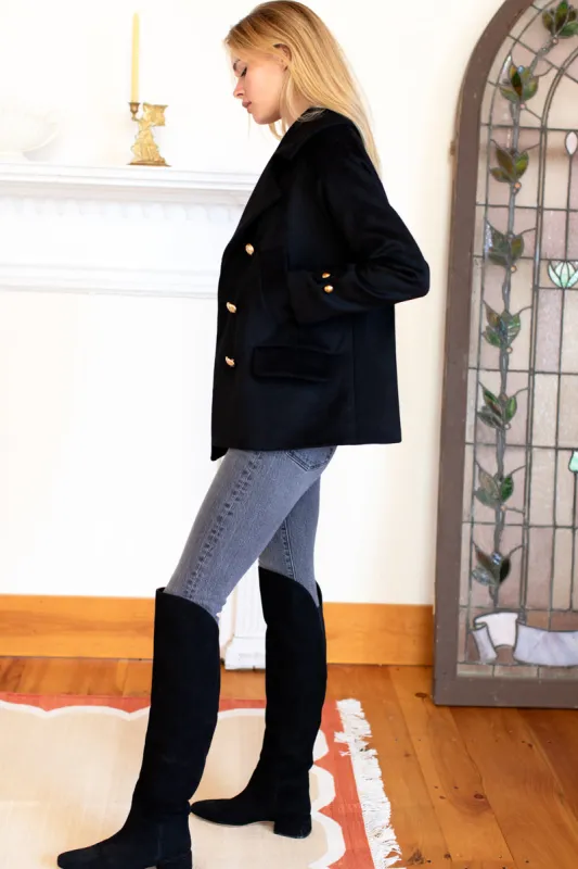 David Coat - Black Wool Cashmere sold by Emerson Fry