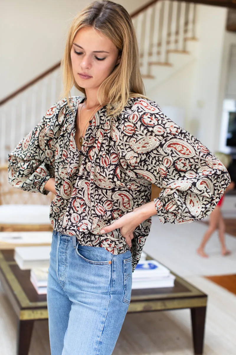 Olympia Shirt - Paisley Black + Clay Organic sold by Emerson Fry product image thumbnail 3