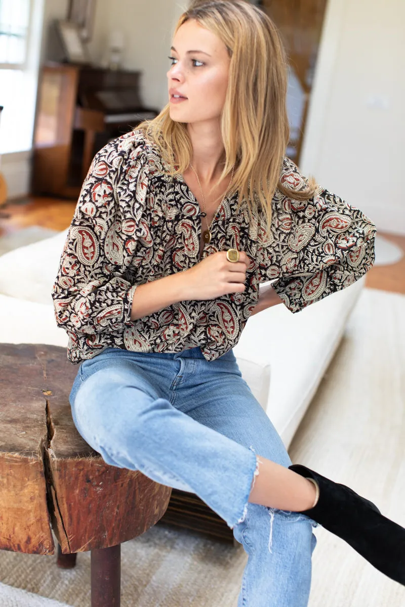 Olympia Shirt - Paisley Black + Clay Organic sold by Emerson Fry product image thumbnail 5