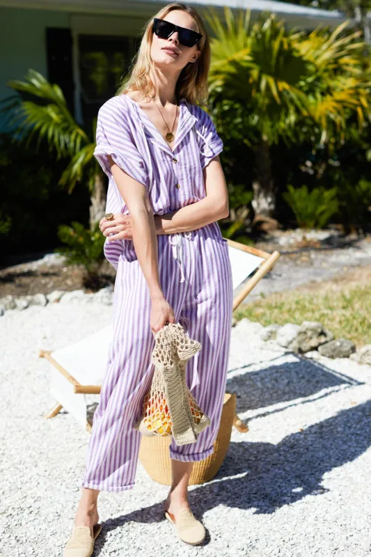 Baja Drawstring Pant - Lavendula Stripe Organic sold by Emerson Fry