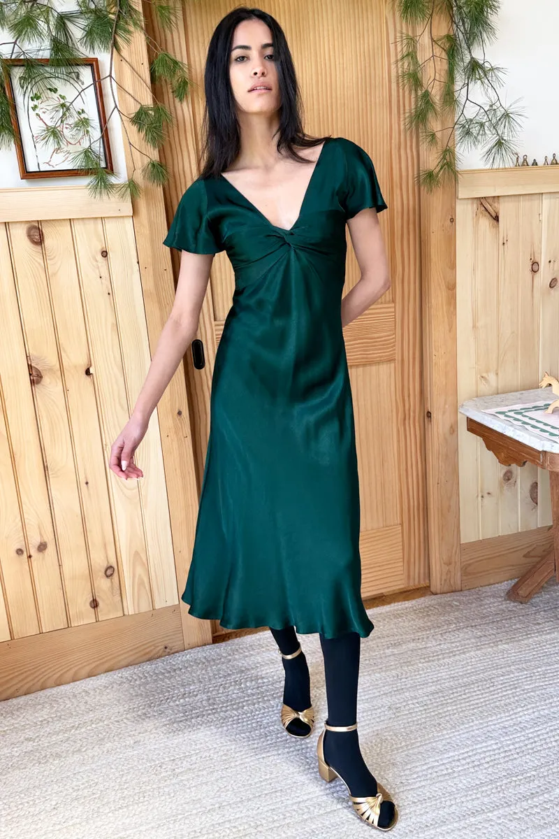 Knot Front Dress - Botanical Green Satin sold by Emerson Fry product image thumbnail 2