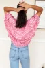 Mandarin Collar Top - Crescent Flower Bon Pink Organic sold by Emerson Fry
