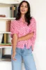 Mandarin Collar Top - Crescent Flower Bon Pink Organic sold by Emerson Fry