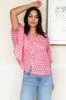 Mandarin Collar Top - Crescent Flower Bon Pink Organic sold by Emerson Fry