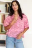 Mandarin Collar Top - Crescent Flower Bon Pink Organic sold by Emerson Fry