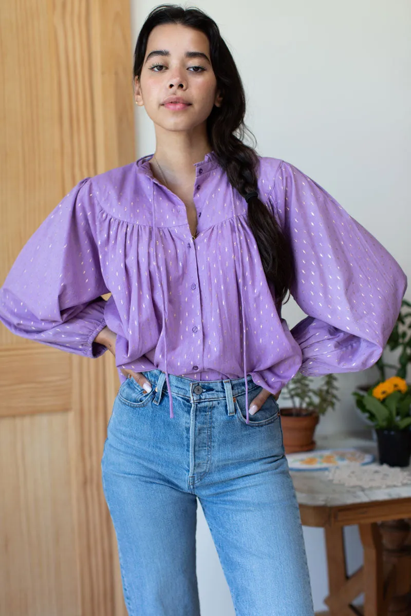 Emmaline Blouse - Lavendula Gold Dot Lurex sold by Emerson Fry product image thumbnail 3