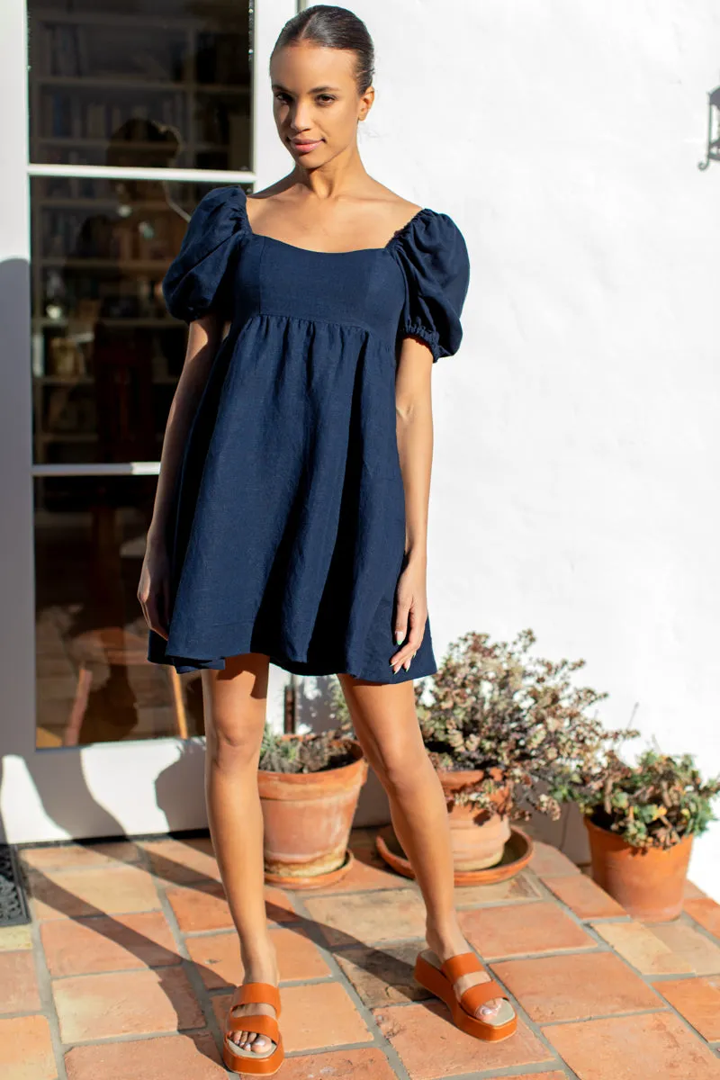 Hazel Puff Dress - Midnight Linen sold by Emerson Fry product image thumbnail 4