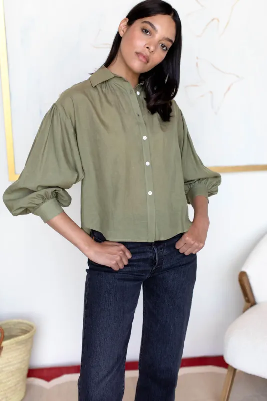 Elvie Long Sleeve Shirt - Fern Green sold by Emerson Fry