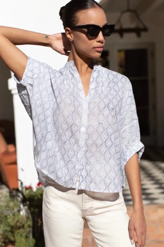 Mandarin Collar Top - Solstice Indigo Organic sold by Emerson Fry