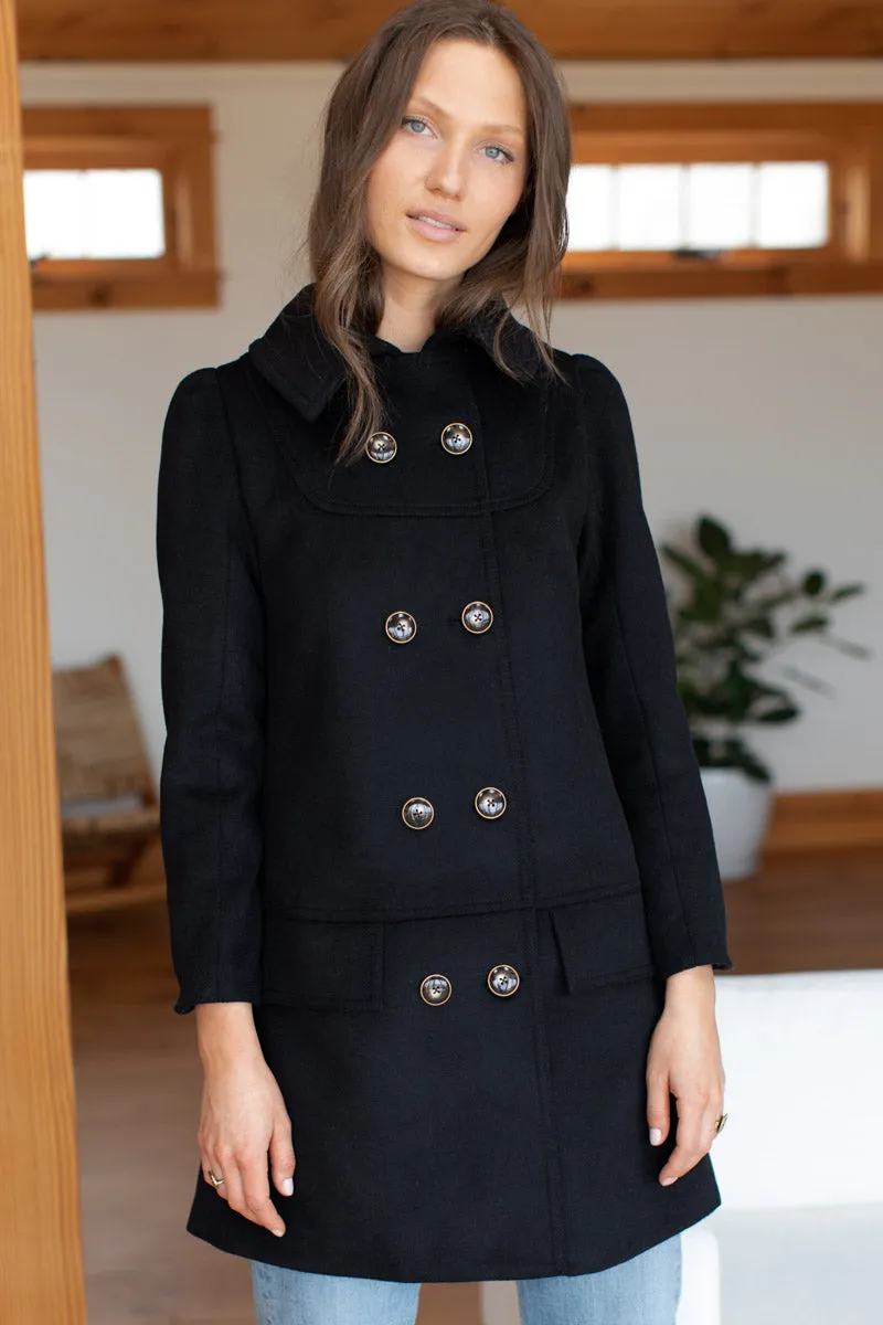 Jules Coat - Black Wool Cashmere sold by Emerson Fry