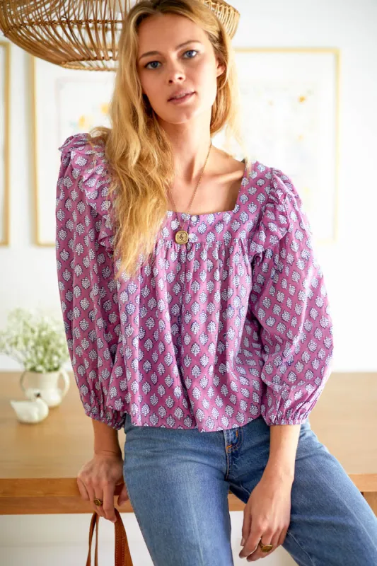 Adelina Blouse - Sisters Purple Orchid Organic sold by Emerson Fry