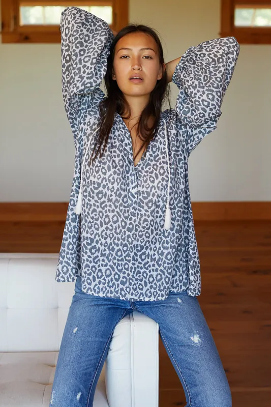 Bardot Top - Charcoal Leopard Organic sold by Emerson Fry