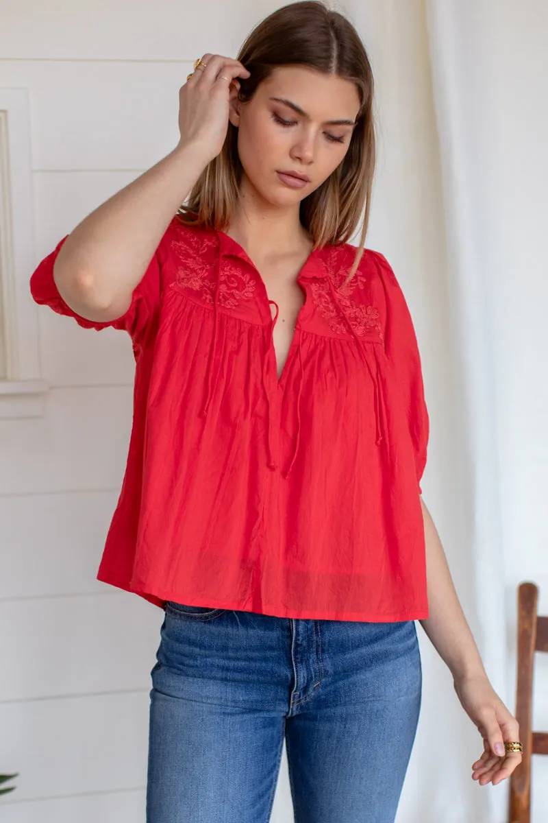 Embroidered Puff Isla Top - Grenadine Organic sold by Emerson Fry product image thumbnail 2