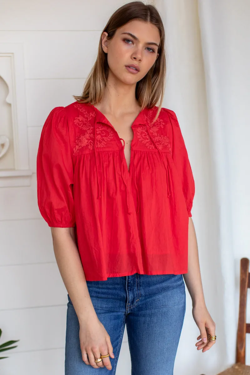 Embroidered Puff Isla Top - Grenadine Organic sold by Emerson Fry product image thumbnail 5