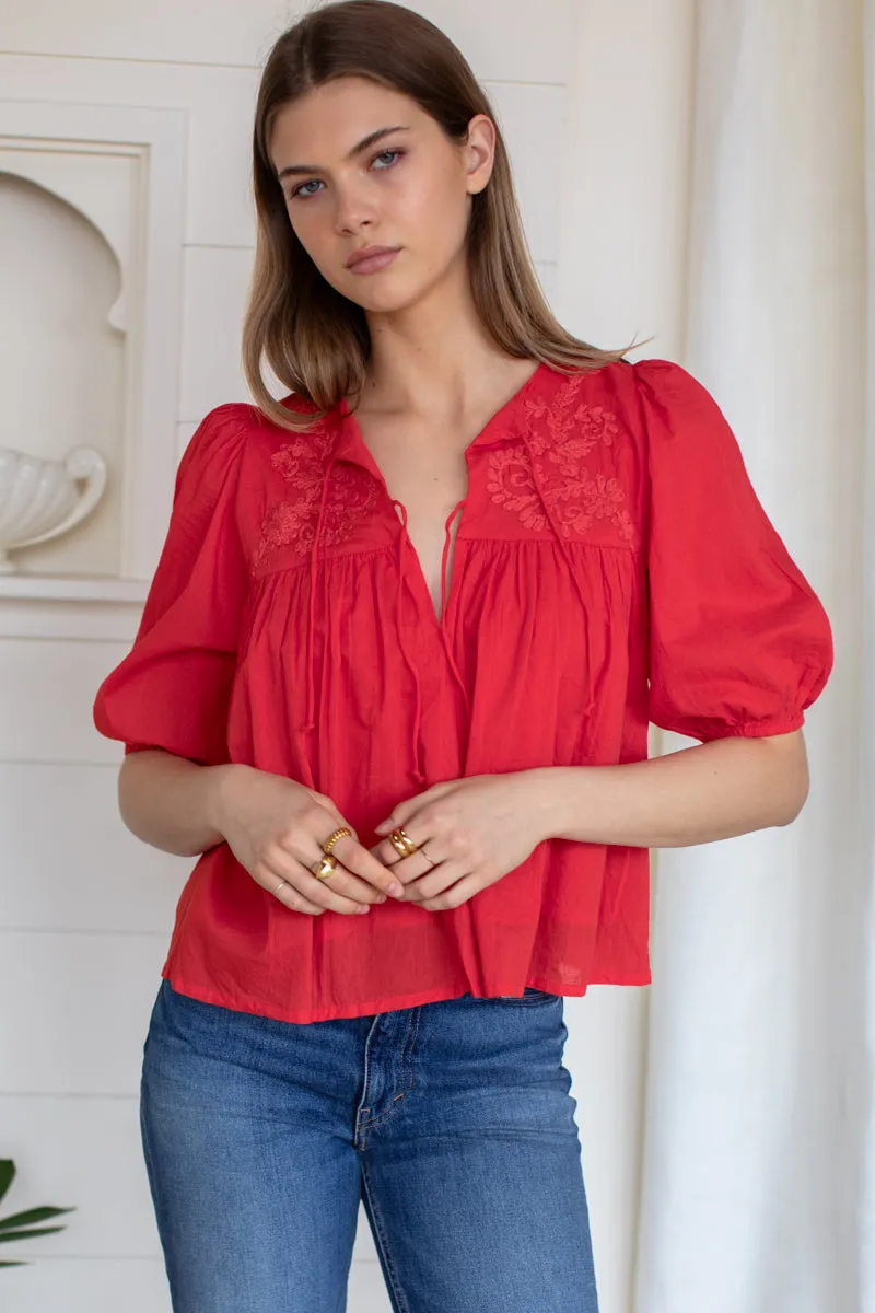 Embroidered Puff Isla Top - Grenadine Organic sold by Emerson Fry product image thumbnail 3