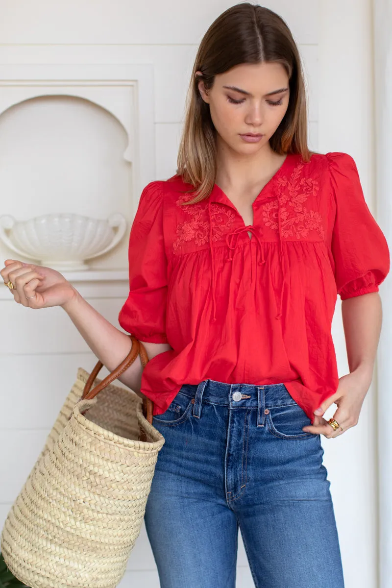 Embroidered Puff Isla Top - Grenadine Organic sold by Emerson Fry product image thumbnail 4