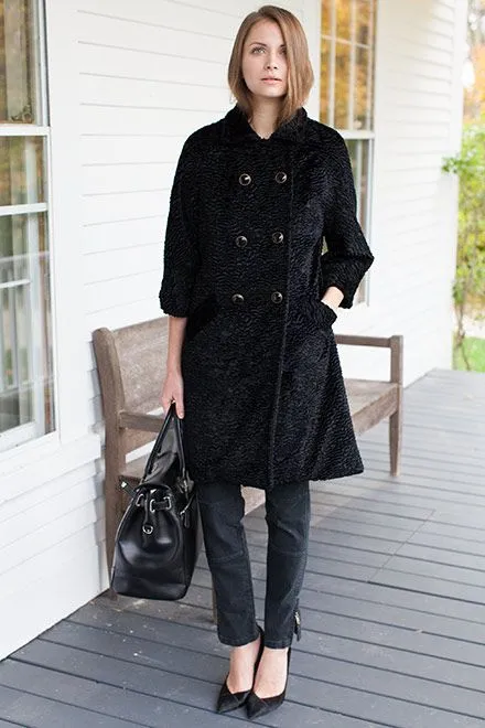 Faux Persian Lamb Coat - Black sold by Emerson Fry