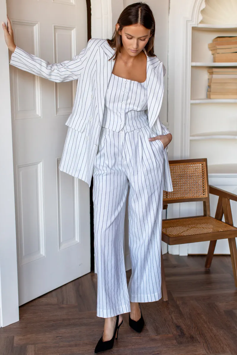 Julius Blazer - Ivory Charcoal Pinstripe sold by Emerson Fry product image thumbnail 2