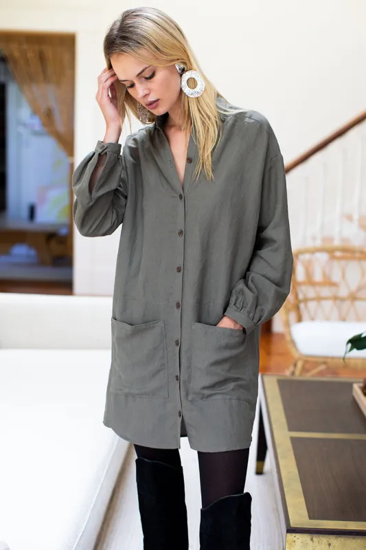 Pockets Shirtdress - Olive sold by Emerson Fry