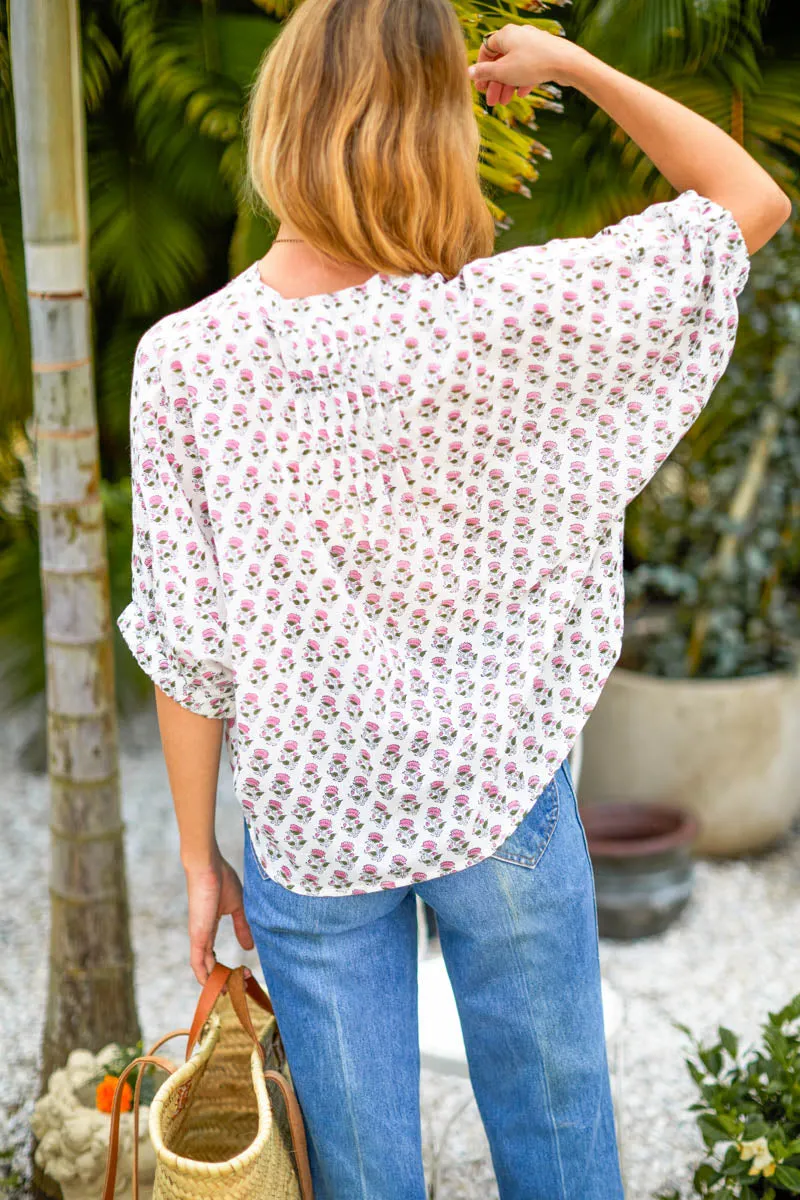 Mandarin Collar Top - Rosey Flowers Organic sold by Emerson Fry product image thumbnail 3