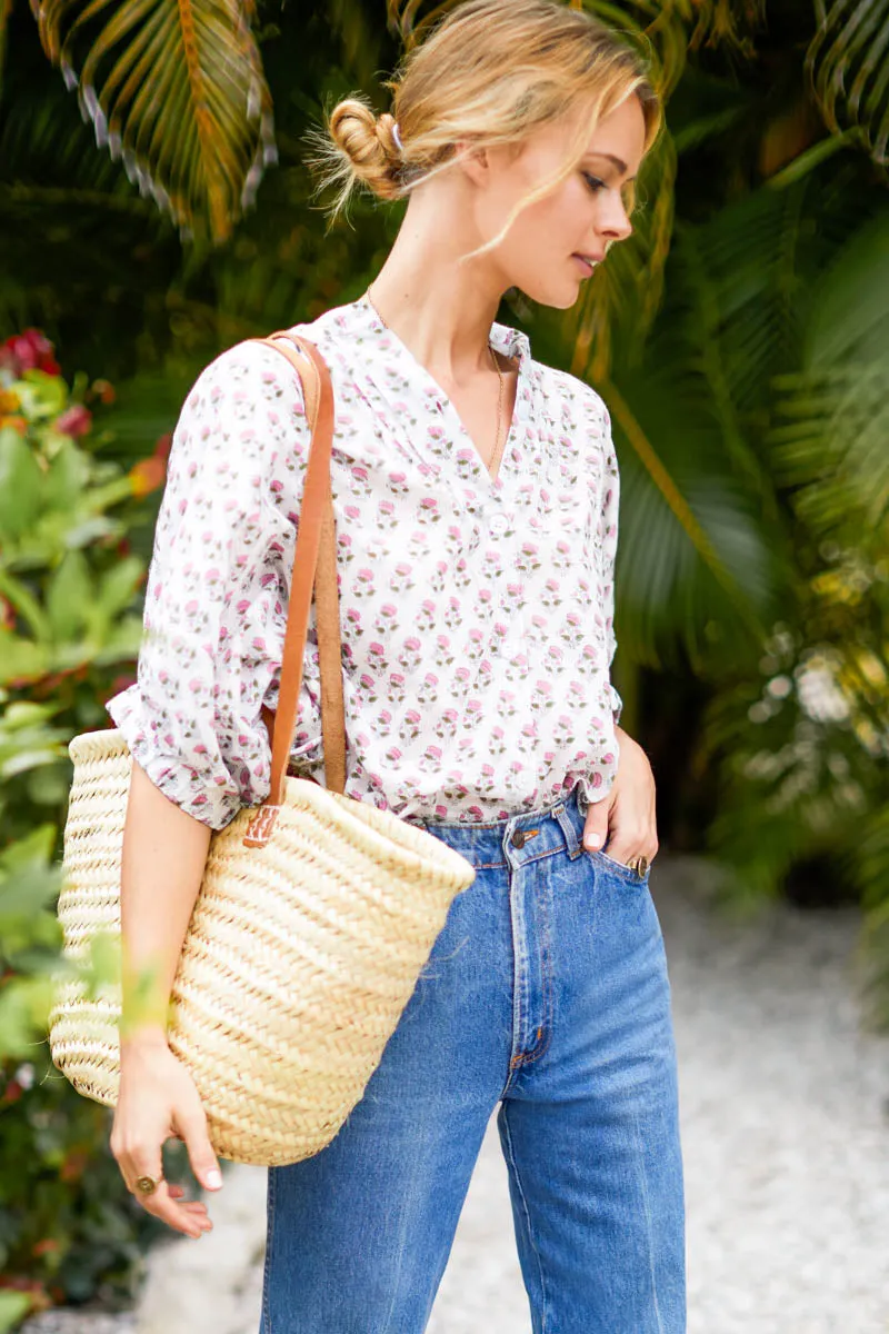 Mandarin Collar Top - Rosey Flowers Organic sold by Emerson Fry product image thumbnail 4