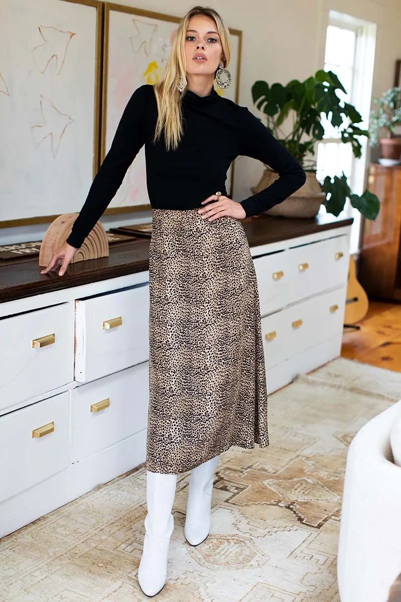 Midi Skirt 2 - Little Cheetah Silk sold by Emerson Fry