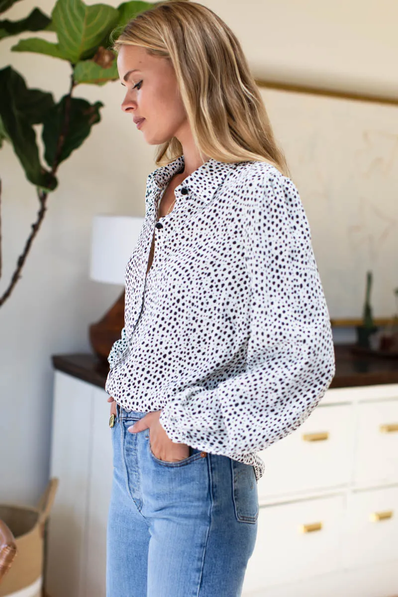 Frankie Blouse - Black + White Cheetah sold by Emerson Fry