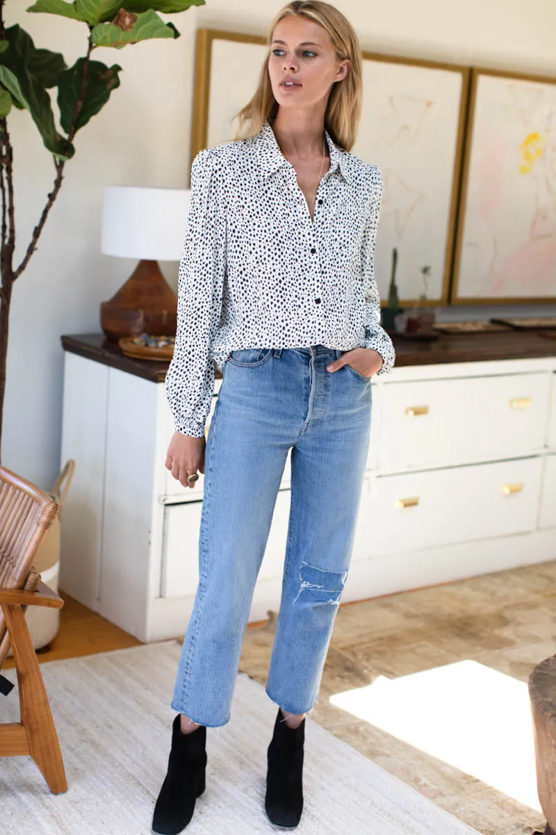 Frankie Blouse - Black + White Cheetah sold by Emerson Fry product image thumbnail 5