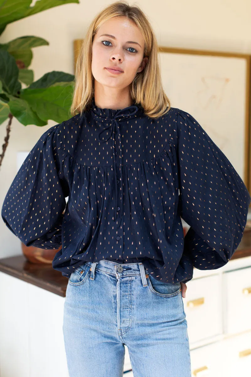 Emmaline Blouse - Maritime Gold Dot Lurex sold by Emerson Fry product image thumbnail 5